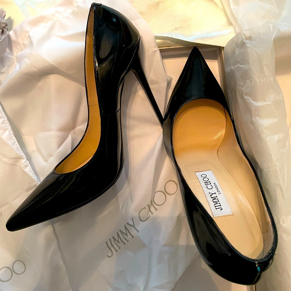 Jimmy Choo Anouk Black Patent Leather Pumps